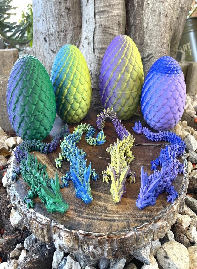 HEFANDAISHU 3D Printed Dragon Easter Egg,8.5in. Articulated Crystal Dragon Fidget Toy,Perfect Basket Essentials Stuffers (1set & 12inch CandyMulti, L8.5inch Dragon&H3.5inch Egg) - Image 5